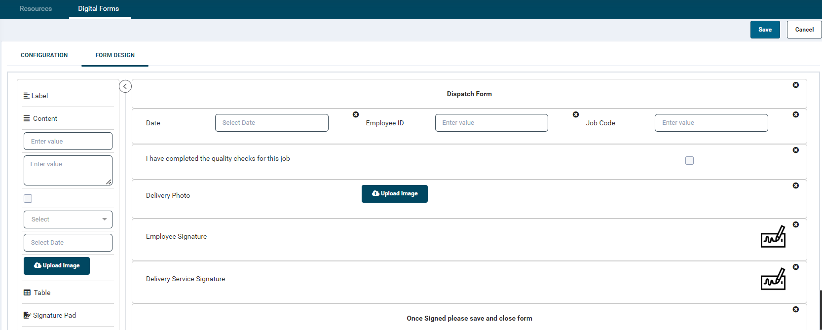 Dispatch Forms