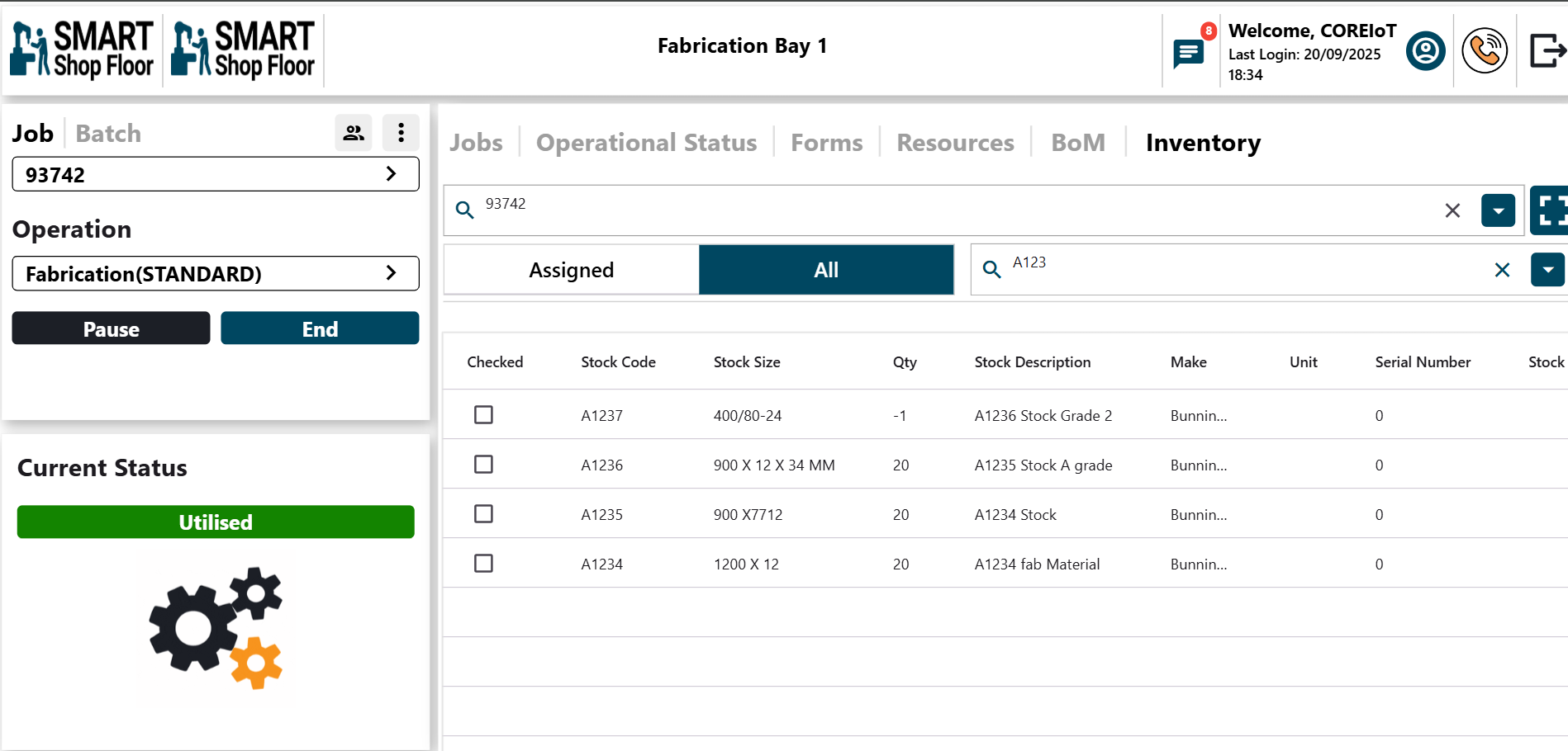 Tablet view - All inventory overview